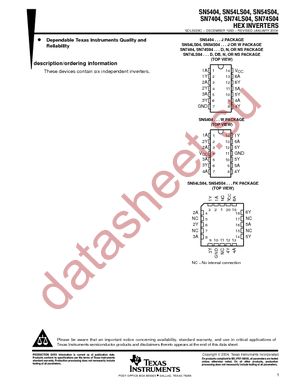 SN74LS04DR datasheet  